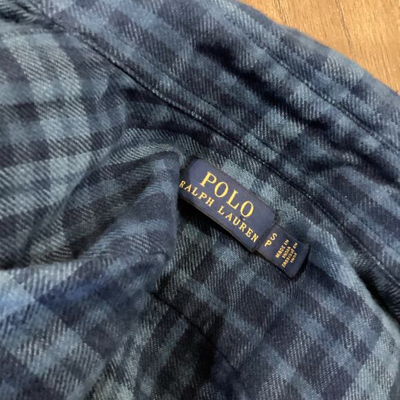 Polo Ralph Lauren Blue Plaid 100% Cotton Maxi Shirt Dress S Western Quiet Luxury - Picture 11 of 12